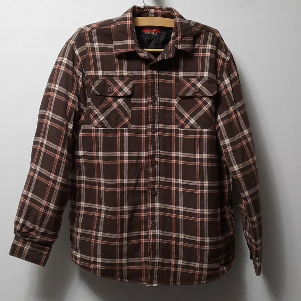 Wrangler Brown Plaid Shirt Jacket Men's Large